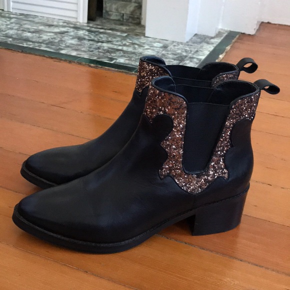 MIISTA glitter black leather ankle booties - Picture 8 of 8